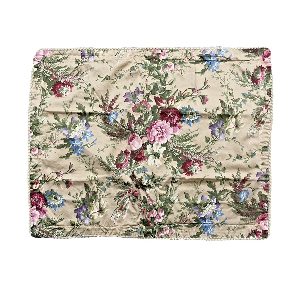 One Vtg Ralph Lauren Adrianna Standard Pillow Sham Corded Edge Romantic Floral